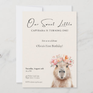 Capybara Birthday Invitation • Little One