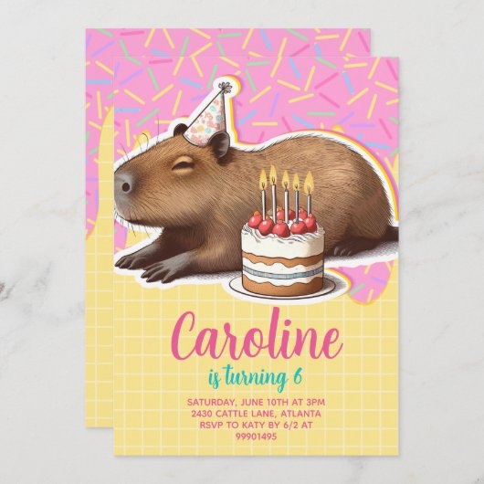 Capybara Birthday Kaart (Voorkant / Achterkant)