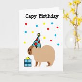 Capybara Birthday Kaart Folded Wenskaart (Gele Bloem)
