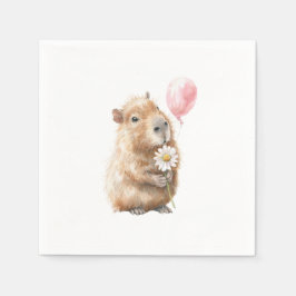 Capybara Birthday Napkin • Cute Animal Party Servet