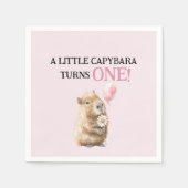 Capybara Birthday Napkin • First Birthday Servet (Voorkant)