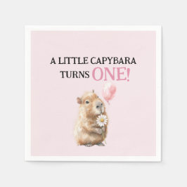 Capybara Birthday Napkin • First Birthday Servet