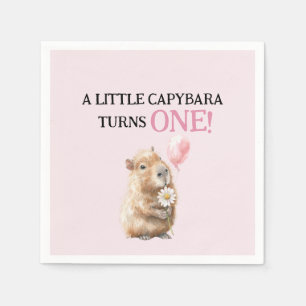 Capybara Birthday Napkin • First Birthday Servet