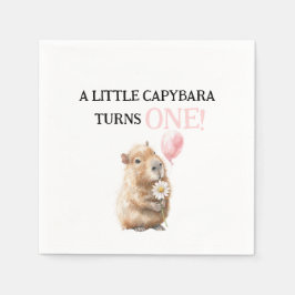 Capybara Birthday Napkin • First Birthday Servet