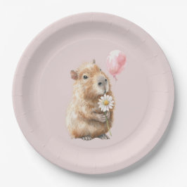 Capybara Birthday Plate • Cute Animal Party Supply Papieren Bordje