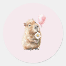 Capybara Birthday Ronde Sticker