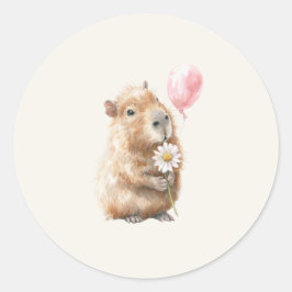 Capybara Birthday Ronde Sticker
