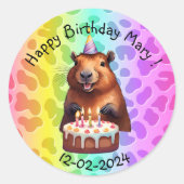 CAPYBARA  BIRTHDAY STICKERS (Voorkant)