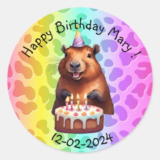 CAPYBARA  BIRTHDAY STICKERS (Voorkant)