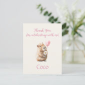 Capybara Birthday Thank You Briefkaart (Staand voorkant)