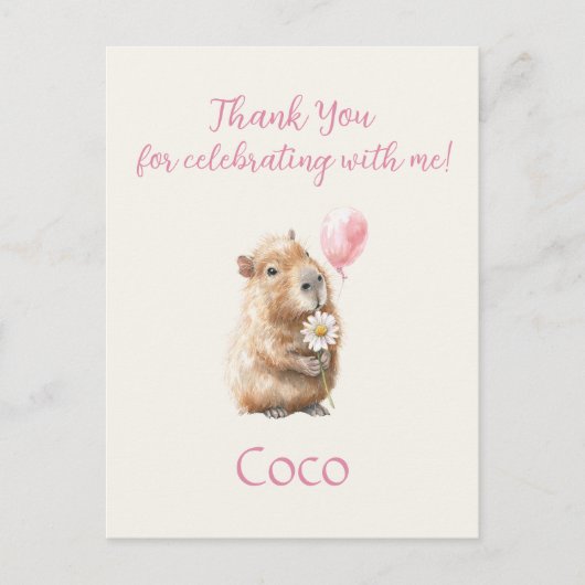 Capybara Birthday Thank You Briefkaart (Voorkant)