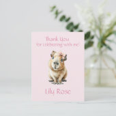 Capybara Birthday Thank You Briefkaart (Staand voorkant)