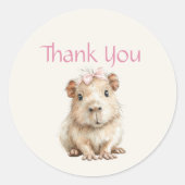 Capybara Birthday Thank You Ronde Sticker (Voorkant)