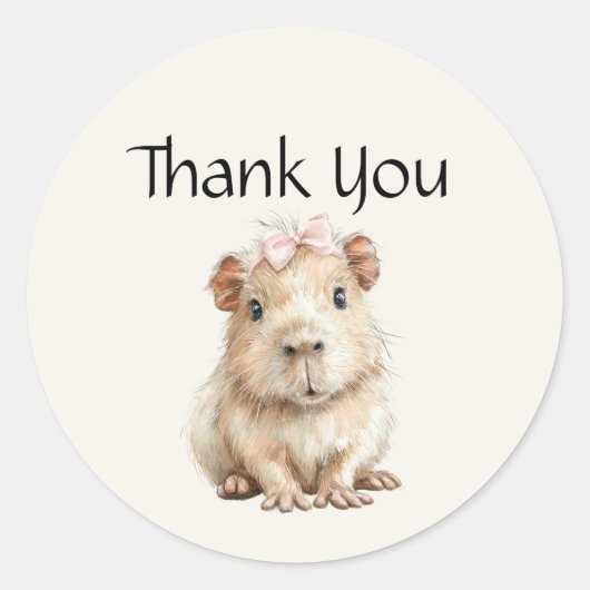 Capybara Birthday Thank You Ronde Sticker (Voorkant)