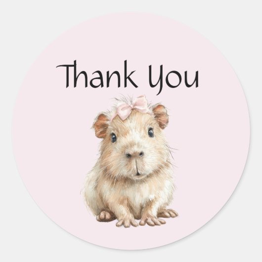 Capybara Birthday Thank You Ronde Sticker (Voorkant)