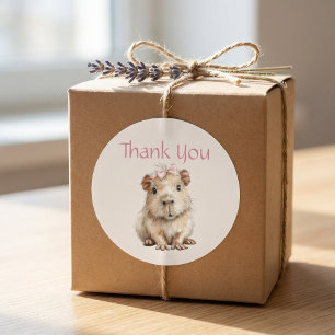 Capybara Birthday Thank You Ronde Sticker