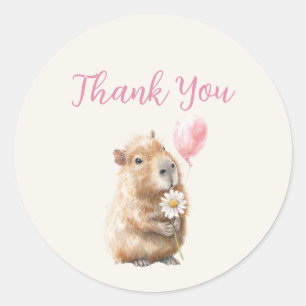 Capybara Birthday Thank You Ronde Sticker