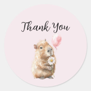 Capybara Birthday Thank You Ronde Sticker