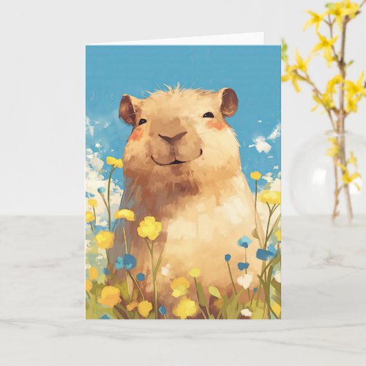 Capybara Bliss Kaart (Gele Bloem)