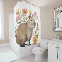 Capybara Bloemen Douchegordijn
