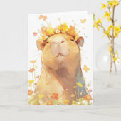 Capybara Bloemen Kroon Kaart (Gele Bloem)