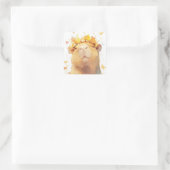 Capybara Bloemenkroon Vierkante Sticker (Tas)