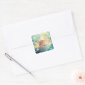 Capybara Bloementuin Vijver Vierkante Sticker (Envelop)
