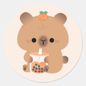 Capybara Boba Ronde Sticker (Voorkant)