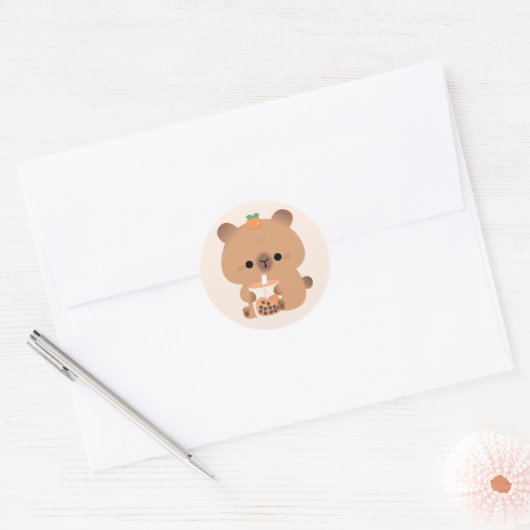 Capybara Boba Ronde Sticker (Envelop)