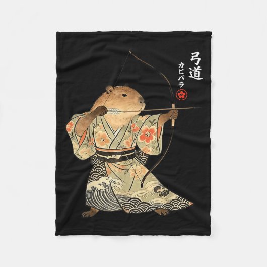 Capybara Boogschieten Samurai Kyudo Japans Dieren Fleece Deken (Voorkant)