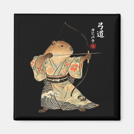 Capybara Boogschieten Samurai Kyudo Japans Dieren Magneet (Voorkant)