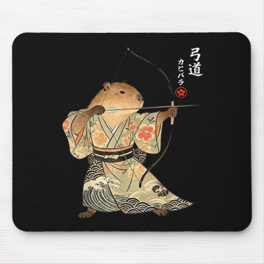 Capybara Boogschieten Samurai Kyudo Japans Dieren Muismat (Voorkant)