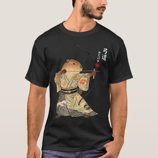 Capybara Boogschieten Samurai Kyudo Japans Dieren T-shirt (Voorkant)