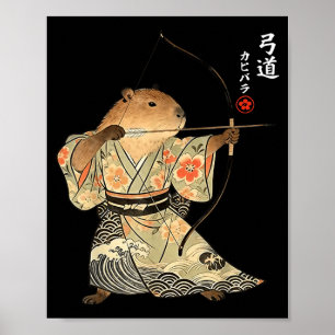 Capybara Boogschieten Samurai Kyudo Japanse Dier K Poster