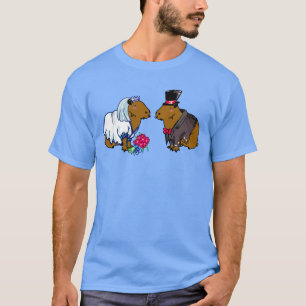 Capybara Bride & Groom Cute Wedding illustratie T-shirt