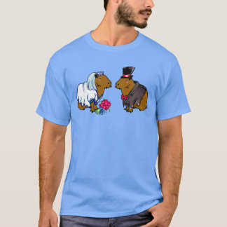 Capybara Bride & Groom Cute Wedding illustratie T-shirt