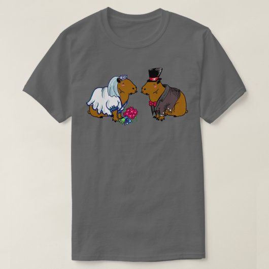 Capybara Bride & Groom Wedding Illustration T-shirt (Design voorkant)