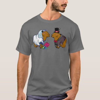 Capybara Bride & Groom Wedding Illustration T-shirt
