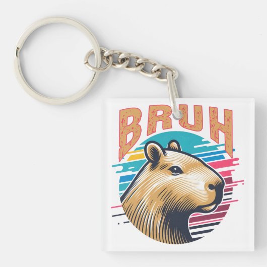 Capybara Bruh Funny Bruh Capybara Lovers Mannen Ki Sleutelhanger (voorkant)