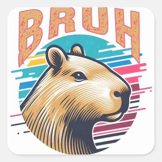 Capybara Bruh Funny Bruh Capybara Lovers Mannen Ki Vierkante Sticker (Voorkant)