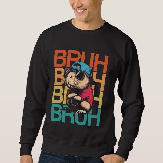 Capybara Bruh Funny Capybara Lover Vintage Retro Trui (Voorkant)