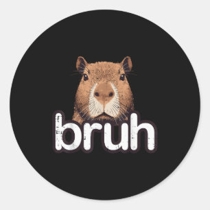 Capybara Bruh Grappige Capy Meme Knaagdier Mannen Ronde Sticker
