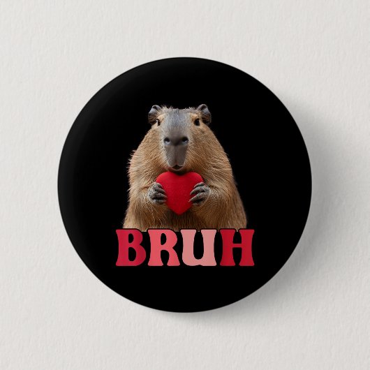 Capybara Bruh Meme Grappig Gezegde Tiener Jongens  Ronde Button 5,7 Cm (Voorkant)