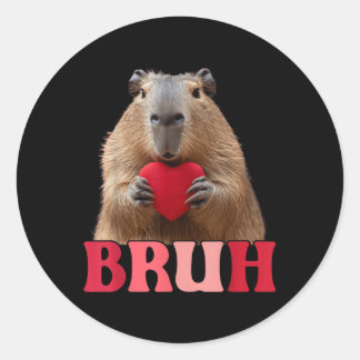 Capybara Bruh Meme Grappig Gezegde Tiener Jongens  Ronde Sticker