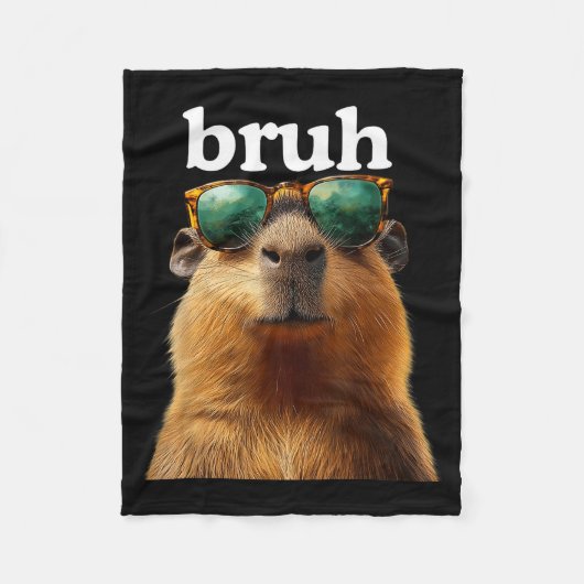Capybara Bruh With Sungles Funny Meme Lovers Men W Fleece Deken (Voorkant)