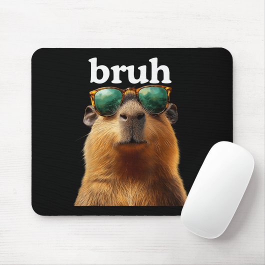 Capybara Bruh With Sungles Funny Meme Lovers Men W Muismat (Met muis)