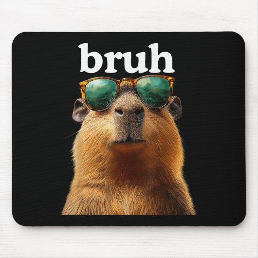 Capybara Bruh With Sungles Funny Meme Lovers Men W Muismat (Voorkant)