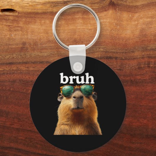 Capybara Bruh With Sungles Funny Meme Lovers Men W Sleutelhanger (Voorkant)