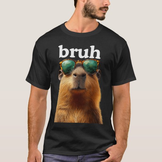 Capybara Bruh With Sungles Funny Meme Lovers Men W T-shirt (Voorkant)