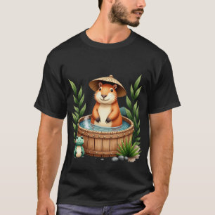 Capybara Bubbelbad Bamboe Hoed Zen Ontspanning T-s T-shirt